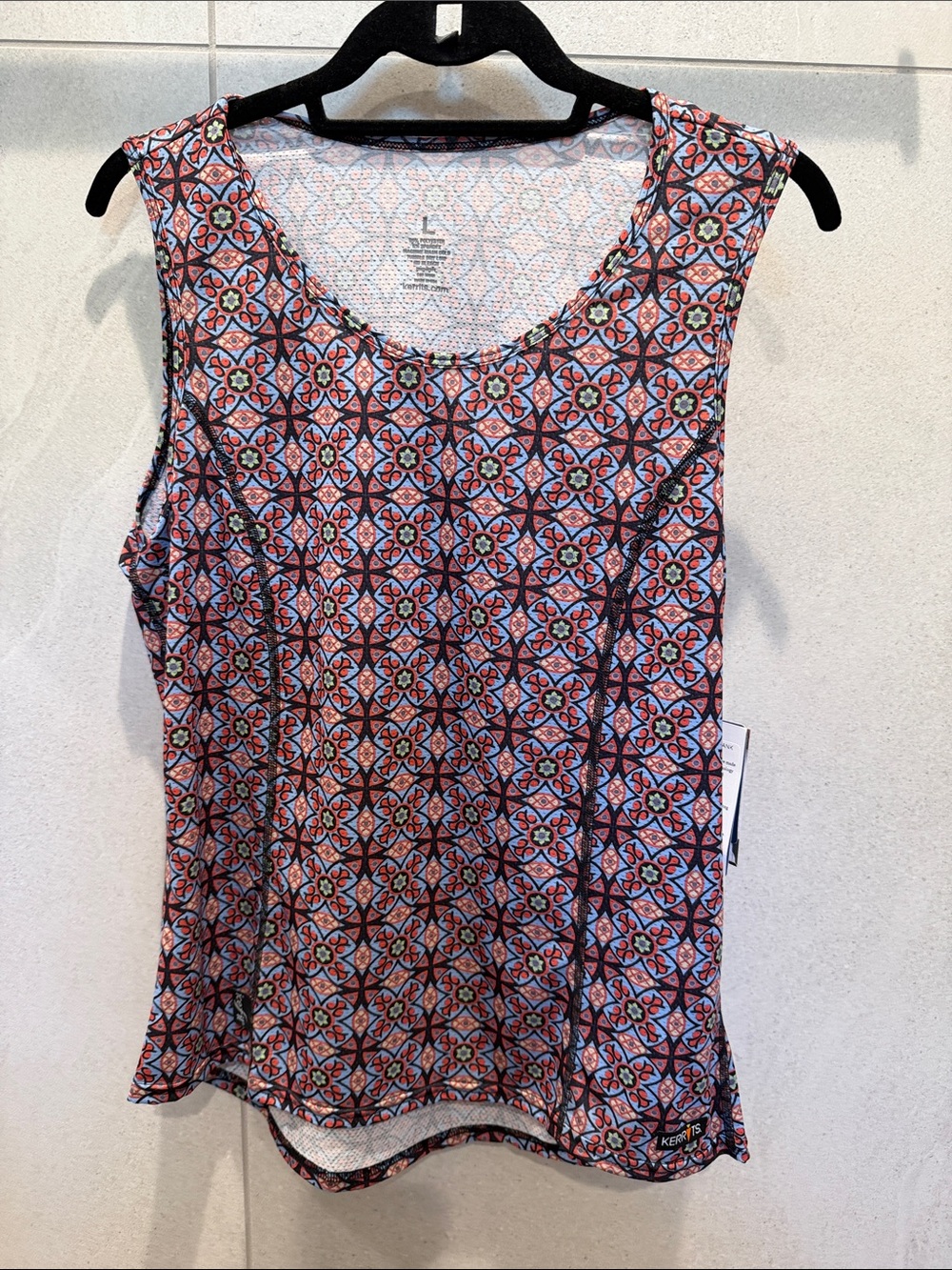Kerrits Ice Fil Geometric Mosaic Tank Top in Pink and Blue
